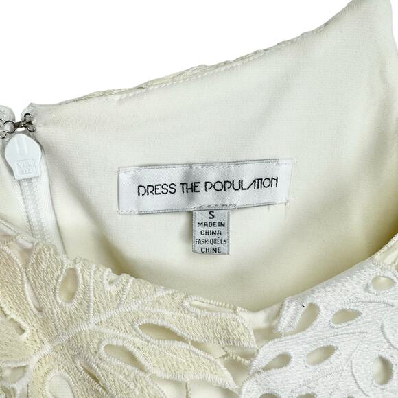 Dress The Population Asha Lace and Chiffon Maxi Dress in White and Ivory, Size S - Picture 12 of 14